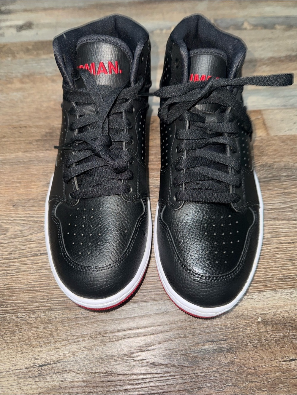 Air Jordan Nike Access in the Black/Gym Red-White  Jump man